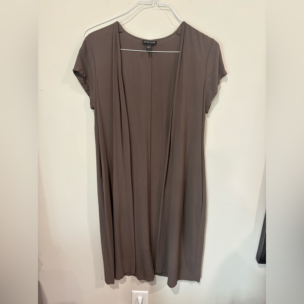 Eileen Fisher Gray 100% Silk Cardigan